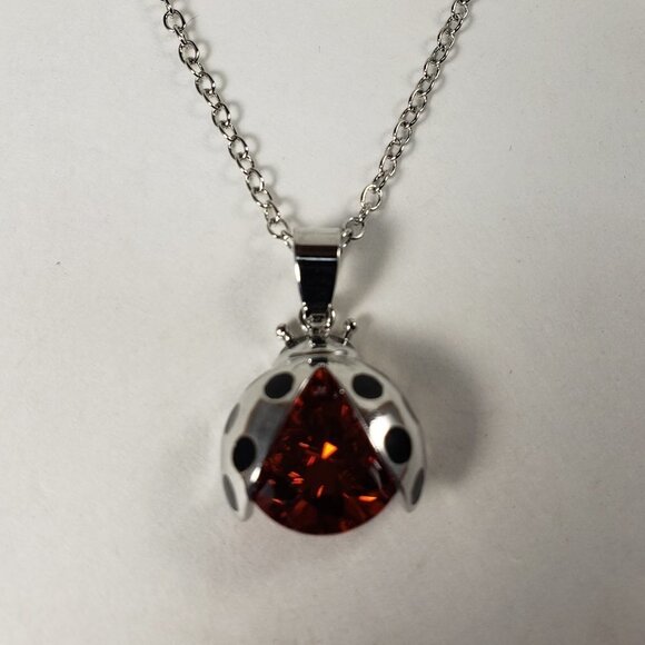 Women’s Sterling Silver Ladybug Necklace – Red Stone - Swarovski Crystal Jewelry - Picture 5 of 10